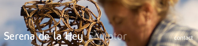 Close up image of Serena de la Hey building willow sculpture